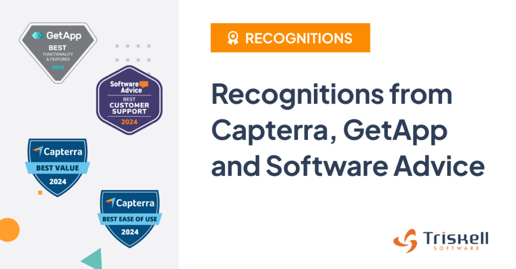 Triskell recognitions from Capterra, GetApp and Software Advice